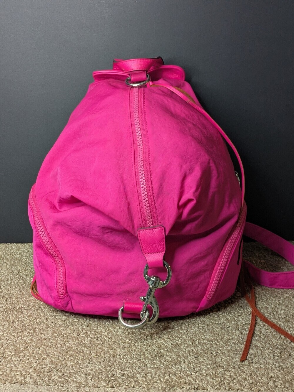 Rebecca Minkoff Julian Backpack Hot Pink Nylon Travel Purse Bag